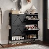 Shoe Cabinet with 4 Flip-Up Drawers Hidden Shoe Storage Cabinet with Open Storage for Entryway Hallway Bedroom Shoe Organizer Cabinet - 2 of 4