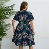 Women's Plus Size Tropical Leaf Print Wrap Dress Flutter Sleeve Vacay Dress - Cupshe - 4 of 4
