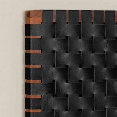 Bohemian Queen Acacia Wood and Woven Leather Headboard