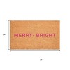 HomeRoots 24" X 36" Brown And Pink Christmas Merry and Bright Outdoor Coir Door Mat - 3 of 4