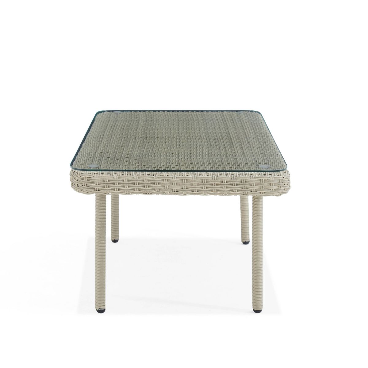 All-Weather Wicker Windham Outdoor Coffee Table with Glass Top Gray - Alaterre Furniture - thumbnail 3