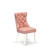East West Furniture DAP2F23 Dallas Parson Kitchen Chairs - Button Tufted Nailhead Trim Beige Red faux Leather  Dining Chairs, Set of 2, linen white - 4 of 4