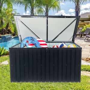 Lyngins Stylish Metal Outdoor Storage Box – Deck Box Outdoor Waterproof for Garden/Patio/Terrace, Easy Assembly, Multi-Use Patio Storage Box - 1 of 4
