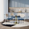 LeisureMod 5-PC Dining Set - 36" Round Dining Table Black MDF Top & Gold Base, 4 Velvet Dining Chairs in White Steel Legs - 2 of 4