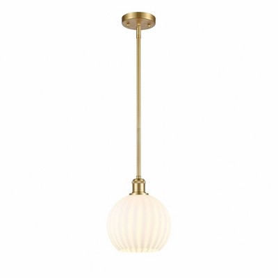 White Venetian - 1 Light Stem Hung Mini Pendant In Modern Style-10 Inches Tall and 8 Inches Wide