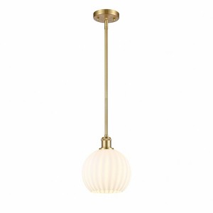 White Venetian - 1 Light Stem Hung Mini Pendant In Modern Style-10 Inches Tall and 8 Inches Wide - 1 of 1