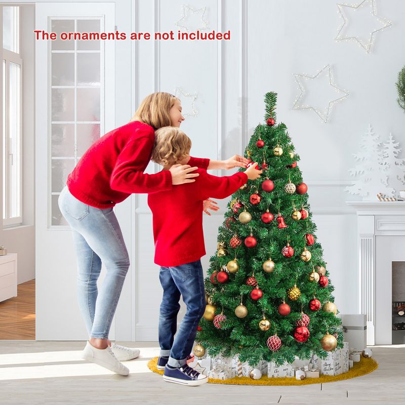 Costway 5/6/7/8 FT Artificial Christmas Tree Unlit Christmas Tree with 350/650/950/1138 Branch Tips Foldable Metal Stand, 2 of 11