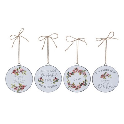 Transpac Metal Enamel Berry Bush Ornament Set of 4 Christmas Home Decorations