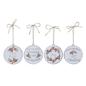 Transpac Metal Enamel Berry Bush Ornament Set of 4 Christmas Home Decorations - 1 of 1