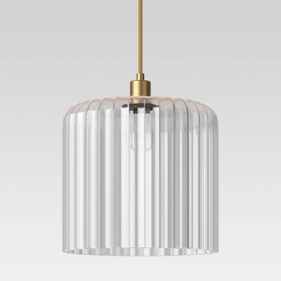 Ribbed Glass Pendants Brass - Threshold™