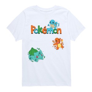 Boys' - Pokémon - Gen 1 Bulbasaur, Charmander, Squirtle   White Or Cream Only Short Sleeve Graphic T-Shirt - 1 of 4