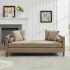 75.2''W Chenille Upholstered Chaise Lounge with Rubberwood Legs & Nailheads Armrests, Daybed With 4 Throw Pillows & 2 Bolsters - ModernLuxe - 2 of 4