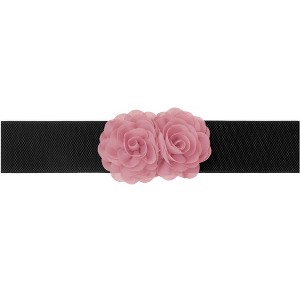 INSPIRE CHIC Women's Elastic Wide Double-Flower Stretch Corset Waist Belt 1 Pc - 1 of 4