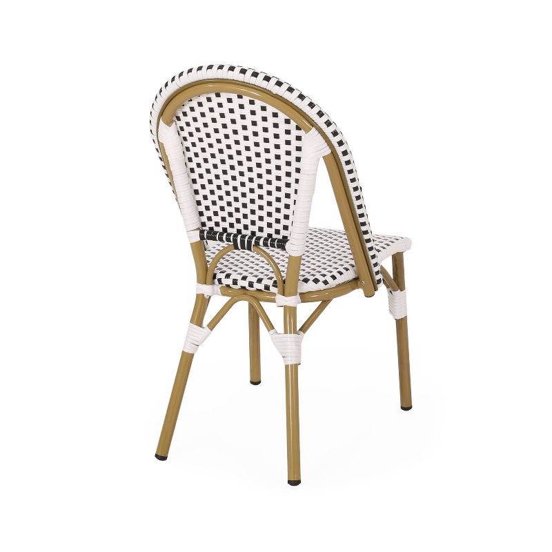 Elize 2pk Outdoor French Bistro Chairs - Black/White/Bamboo - Christopher Knight Home, 5 of 12