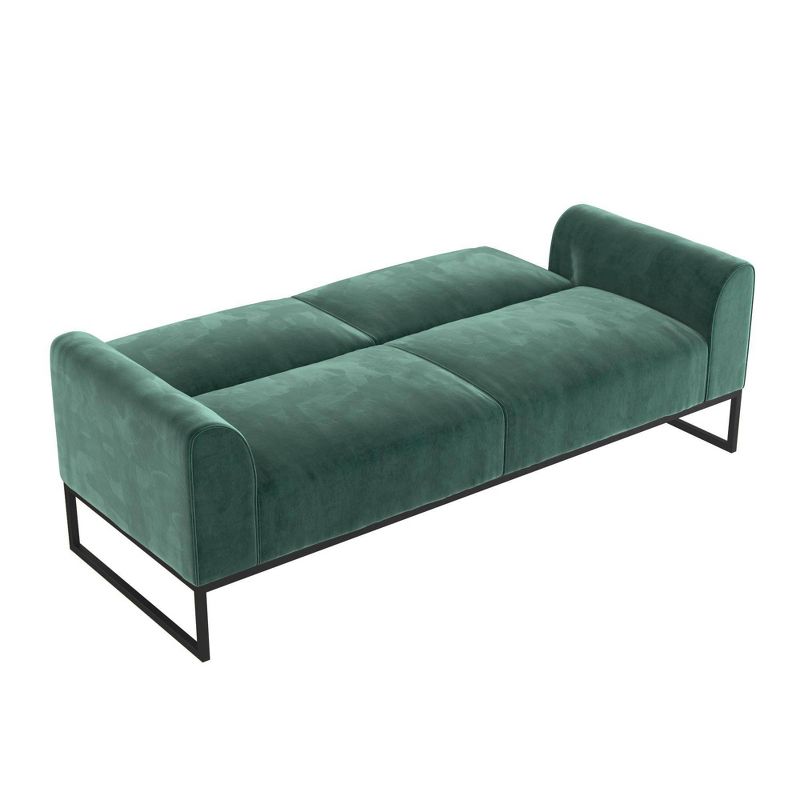 Adley Velvet Fabric Coil Futonwith Metal Base Teal - CosmoLiving by Cosmopolitan, 6 of 13