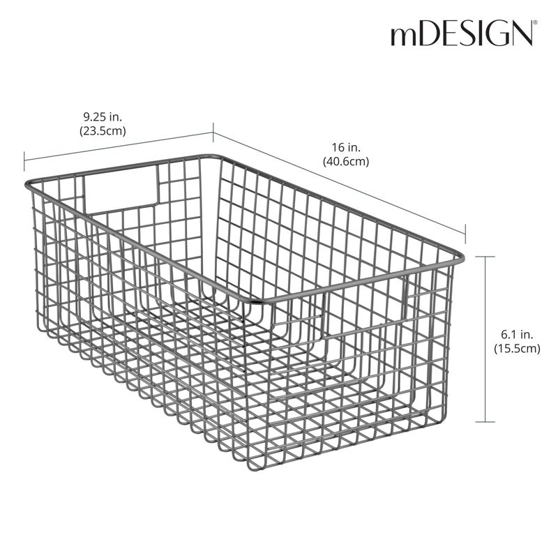 mDesign Metal Wire Food Organizer Basket with Built-In Handles - 16 x 9 x 6, 4 of 10