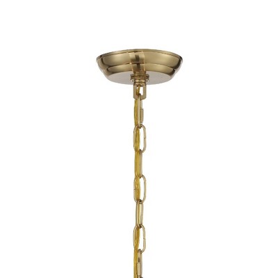 Vibrant Gold 5-Light Chandelier with White Silk Shade