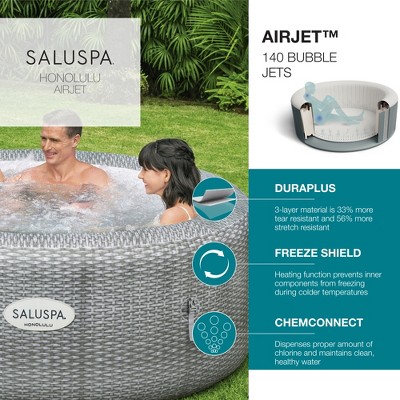 Bestway SaluSpa Honolulu Gray Round Inflatable Hot Tub with EnergySense Cover