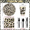 Hachikiko Animal Leopard Print Party Supplies Pack,Jungle Safari Cheetah Print Birthday Party Decorations Zoo Disposable Tableware,Animal Paper Plates - 2 of 4