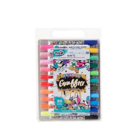 Tulip Graffiti Bullet-Tip Fabric Markers Rainbow 30 Pack