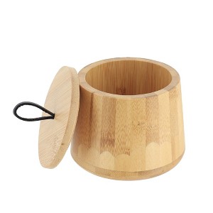 Evideco French Home Goods Natural Bamboo Cotton Ball Holder - Bathroom Container Storage Solution for Cotton Swabs, Pads & Other Bath Accessories - 1 of 4