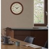 12.4 inch wooden frame analog wall clock sets time automatically quartz movement classic design black brown wood finish - 3 of 4