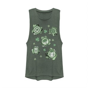 Juniors Womens Marvel St. Patrick's Day Clover Icon Festival Muscle Tee - 1 of 3