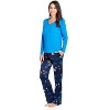 Ashford & Brooks Women's Long Sleeve Cotton Top Fleece Pants Pajama Set - 2 of 4
