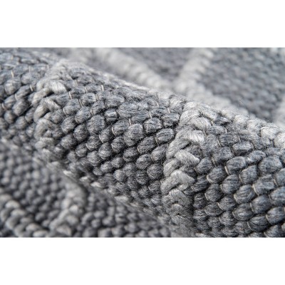 Charcoal Geometric Tufted Wool-Viscose 24"x36" Handmade Rug
