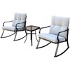 Rocker Set Chair and  Outdoor Patio Bistro Set with Metal Frame and Waterproof Cushions for Porch, Backyard, and Poolside  Off White - 2 of 4