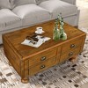 Sapphtopaz Coffee Table Home Decor Wood Rectangular Coffee Table with Rivet Decoration Legs and 4 Drawers for Living Room, Home Small Space - 2 of 4