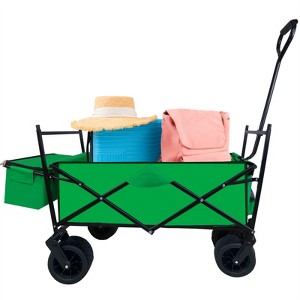 Outdoor Garden Park Wagon with Canopy and Pockets, Foldable Portable Utility Beach Trolley Cart with 7" Wheels for Camping Garden Capacity 262 LBS - 1 of 4