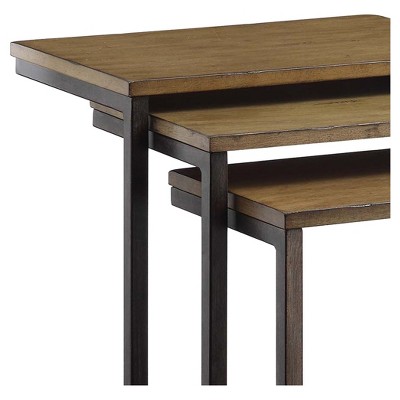 Harvest Oak and Aged Iron Rectangular Nesting Table Set