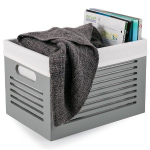 Creative Scents Wooden Gray Storage Bins - 1 of 4