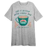 Friends TV Coffee And Friends Women’s Heather Gray Short Sleeve Crew Neck Sleep Shirt