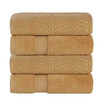 Chevron Zero Twist Cotton Solid and Jacquard Bath Towel Set of 4 by Blue Nile Mills