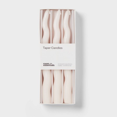 6pk Taper Candle Set White Wavy - Room Essentials™