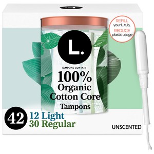 Image of L. Organic Cotton Tampons DuoPack - Light/Regular Absorbency  42 Ct