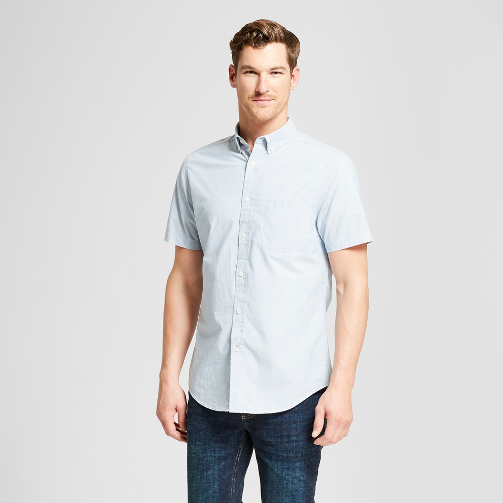 Men's Short Sleeve Button-Down Shirt - Goodfellow & Co School Blue 2XL was $17.99 now $12.0 (33.0% off)
