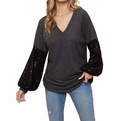 Women's Sequin Sleeve Top - LTX Sportswear