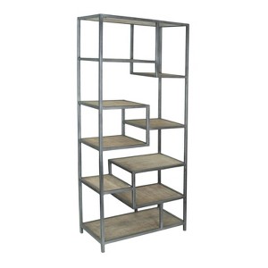 82" Staircase Tall Bookcase Silver - Treasure Trove Accents: Bodhan Whitewash Mango, No Assembly Required - 1 of 3