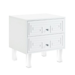 24"  And Clear Wood And Acrylic End Table With Two Drawers - 1 of 4