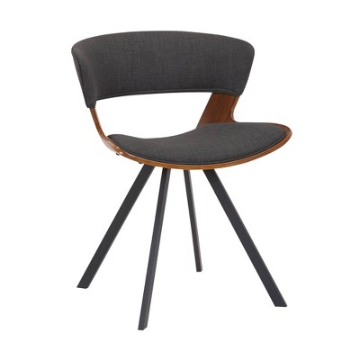 Armen Living Ulric Fabric/Wood Dining Chair Charcoal/Walnut: Linen Upholstery, Matte Finish, Foam Filled