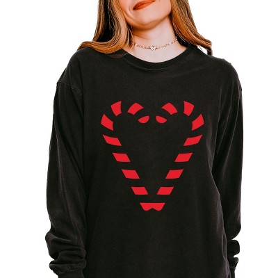 Candy Cane Heart - Garment Dyed Long Sleeve