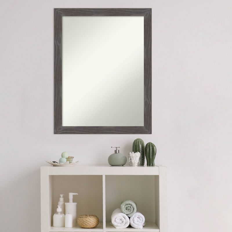 21&#34; x 27&#34; Non-Beveled Woodridge Rustic Gray Wood Bathroom Wall Mirror - Amanti Art, 5 of 10