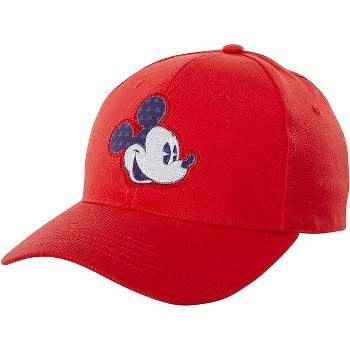 Mickey Mouse Men’s Snap-Back Baseball Cap, Dad Hat (Red)
