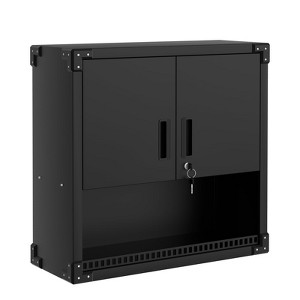 GustoWave Heavy Duty Steel Wall Cabinet, Floating Hanging Storage Organizer with Shelves & Locks, for Workshop, Warehouse, Kitchen, Black - 1 of 4