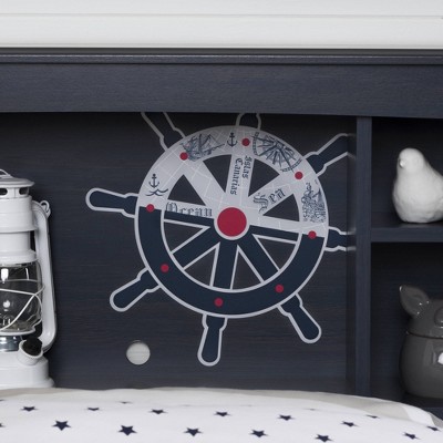 Blueberry Twin Wood Bookcase Headboard with Storage