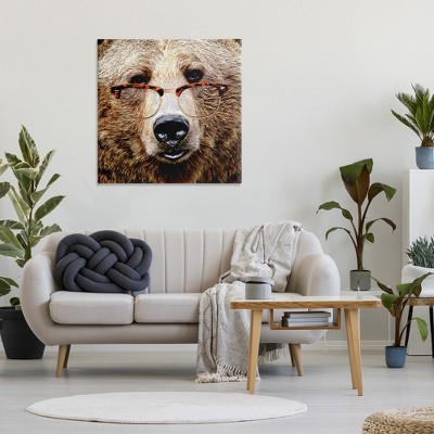 Grizzly Bear with Glasses 36" x 36" Canvas Wall Art