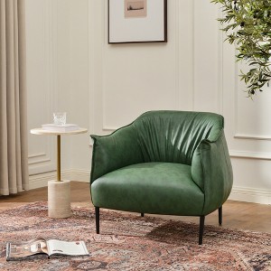 KINWELL 33" Wide Faux Vegan Leather Upholstery Barrel Chair with Metal Legs - 1 of 4